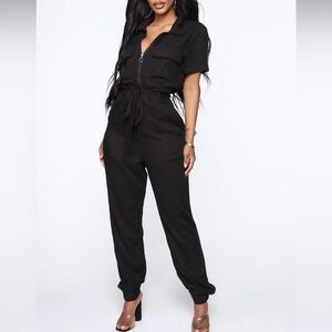 SOLD Black Zip-up Jumpsuit